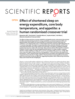 Effect of shortened sleep on energy expenditure, core body