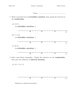 Name: 1. Write each interval on set-builder notation, then graph the