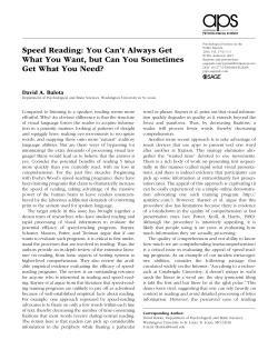 Speed Reading: You Can`t Always Get What You Want, but Can You