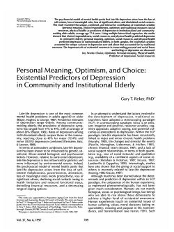 Personal Meaning, Optimism, and Choice: Existential Predictors of