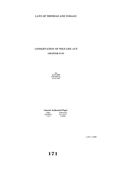 LAWS OF TRINIDAD AND TOBAGO CONSERVATION OF WILD