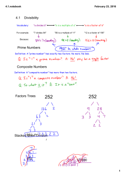 4.1 Divisibility Prime Numbers Composite Numbers Factors Trees