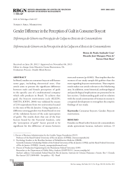 Gender Difference in the Perception of Guilt in Consumer Boycott