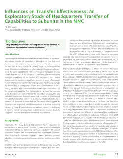 Influences on Transfer Effectiveness: An Exploratory Study of