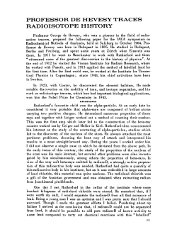 professor de hevesy traces radioisotope history