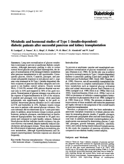 Metabolic and hormonal studies of Type 1 (insulin