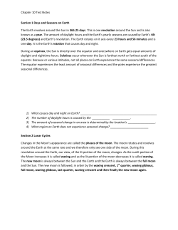Chapter 10 Test Notes Section 1 Days and Seasons on Earth The