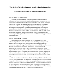The Role of Motivation and Inspiration in Learning