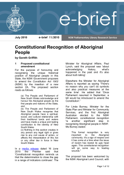 Constitutional Recognition of Aboriginal People