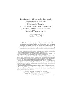 Self-Reports of Potentially Traumatic Experiences in an Adult