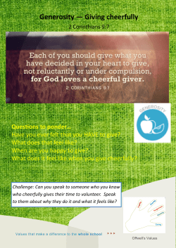 Generosity &mdash; Giving cheerfully