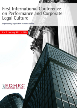 First International Conference on Performance and Corporate Legal
