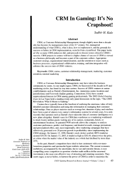 CRM In Gaming: It`s No Crapshoot!