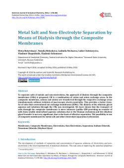 Metal Salt and Non-Electrolyte Separation by Means