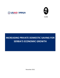 increasing private domestic saving for serbia`s economic growth