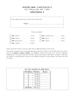 MATH 2400: CALCULUS 3 MIDTERM 2