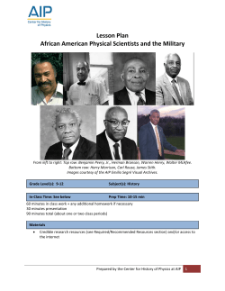 Lesson Plan African American Physical Scientists and the Military
