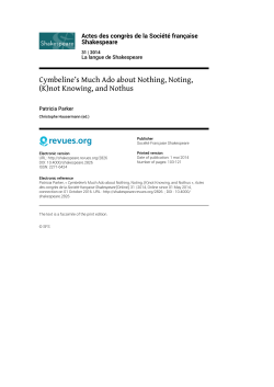 Cymbeline`s Much Ado about Nothing, Noting, (K)not Knowing, and
