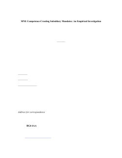 MNE Competence Creating Mandates