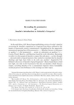 83 Re-reading De grammatico or Anselm`s introduction to Aristotle`s