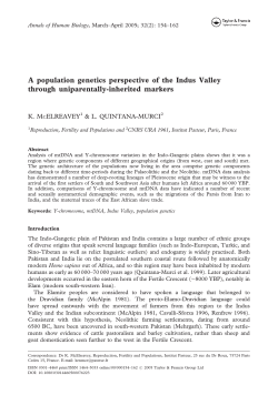 A population genetics perspective of the Indus Valley
