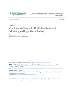 On Scientific Research: The Role of Statistical Modeling and