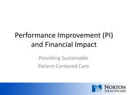 Performance Improvement (PI) and Financial Impact