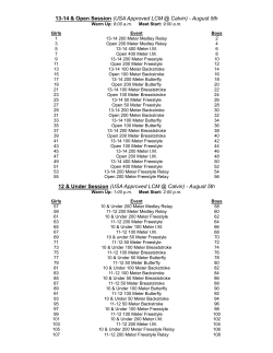 2017 SGA Order of Events - Long Course Meters