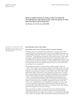 rural habitation in syria: the culture of traditional architecture and its