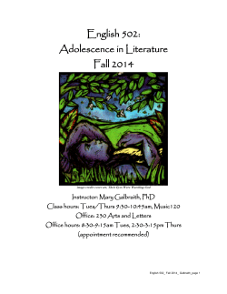 English 502: Adolescence in Literature Fall 2014