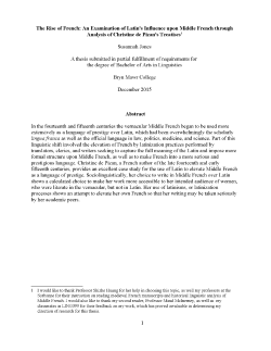 Susannah Jones A thesis submitted in partial fulfillment of