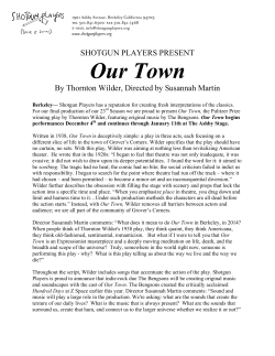 Our Town - Shotgun Players