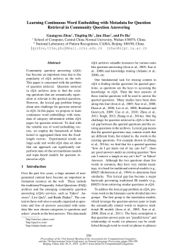 Learning Continuous Word Embedding with Metadata for Question