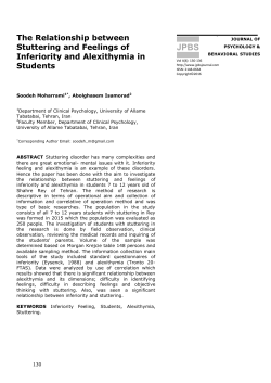 The Relationship between Stuttering and Feelings of Inferiority and