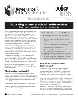 Expanding access to school health services: Policy considerations