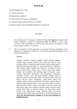 Appeal to the appointed person decision O/414/16