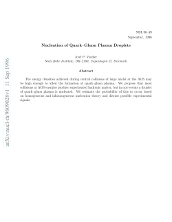 Nucleation of Quark--Gluon Plasma Droplets