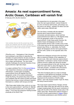 As next supercontinent forms, Arctic Ocean, Caribbean will vanish first