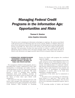 Managing Federal Credit Programs in the Information Age