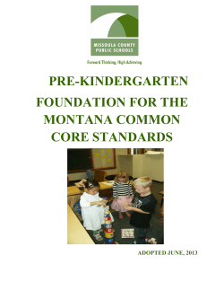 pre-kindergarten foundation for the montana common core standards