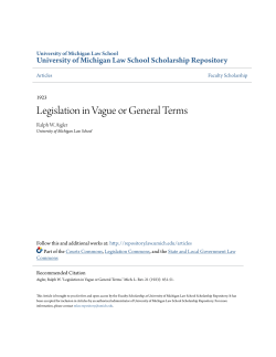 Legislation in Vague or General Terms