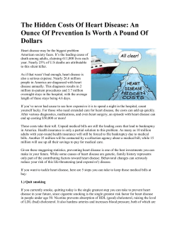 The Hidden Costs Of Heart Disease: An Ounce Of Prevention Is