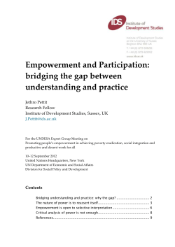 Empowerment and Participation: bridging the gap between
