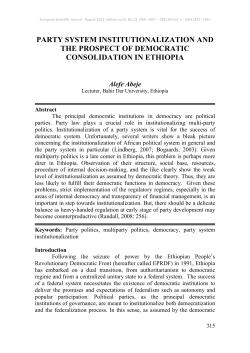 PARTY SYSTEM INSTITUTIONALIZATION AND THE PROSPECT