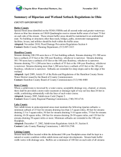 Summary of Riparian and Wetland Setback Regulations in Ohio