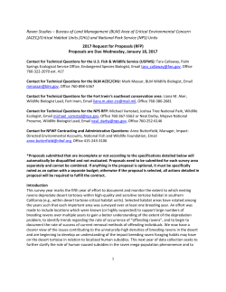 Raven Studies &ndash; Bureau of Land Management (BLM) Area of Critical