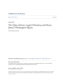 The Value of Irony: Legal Orthodoxy and Henry James`s Washington