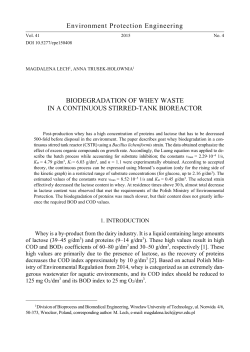 Biodegradation of whey waste in a continuous stirred