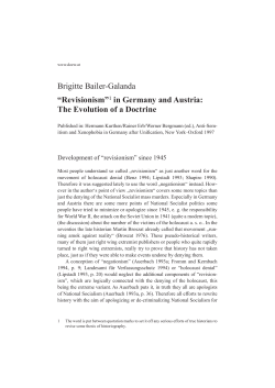 Brigitte Bailer-Galanda &ldquo;Revisionism&rdquo;1 in Germany and Austria: The