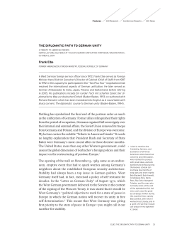 THE DIPLOMATIC PATH TO GERMAN UNITY Frank Elbe